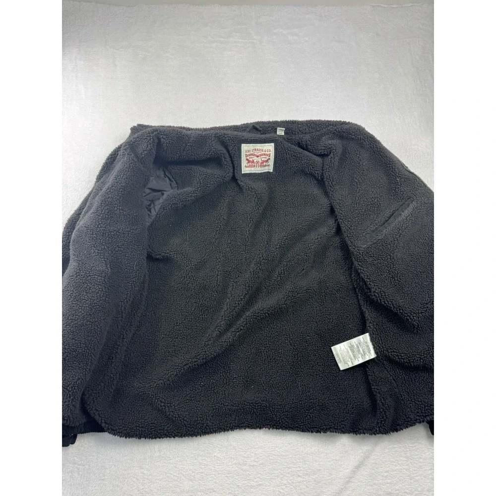 Levis Jacket Mens 2XL All Black Corduroy Fleece Sherpa Trucker Coat Heavyweight